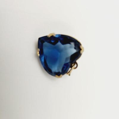 CUTE BLUE GLASS GOLD TONED PENDANT