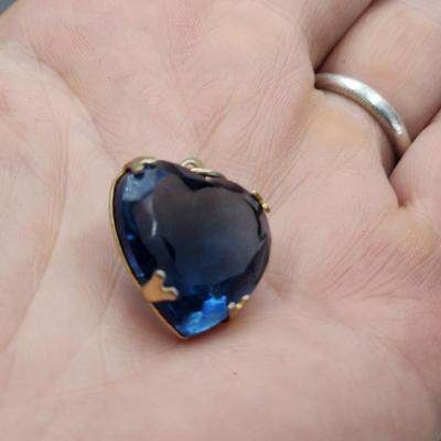 CUTE BLUE GLASS GOLD TONED PENDANT