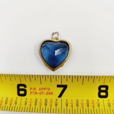 CUTE BLUE GLASS GOLD TONED PENDANT