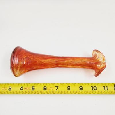 VINTAGE ORANGE BLOWN GLASS VASE