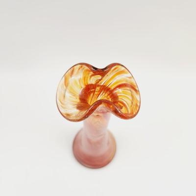 VINTAGE ORANGE BLOWN GLASS VASE