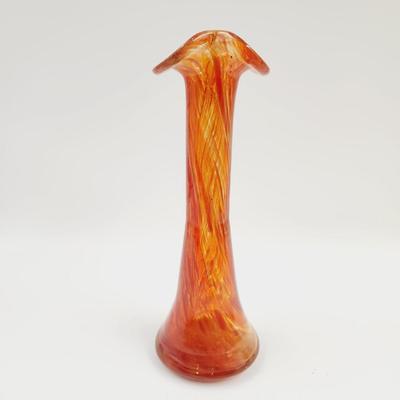 VINTAGE ORANGE BLOWN GLASS VASE