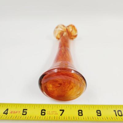 VINTAGE ORANGE BLOWN GLASS VASE