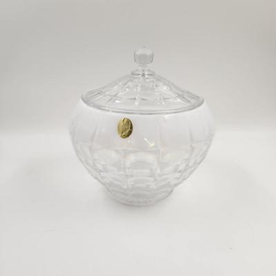 TIARA LARGE MILK GLASS EDGED BOWL WITH LID