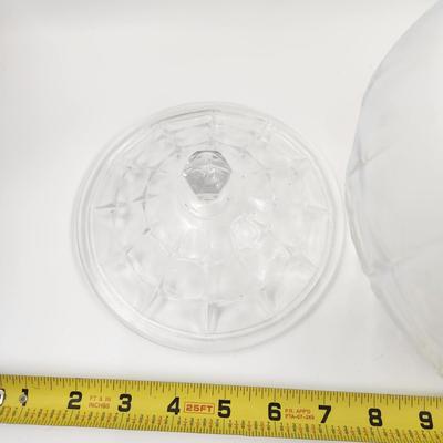 TIARA LARGE MILK GLASS EDGED BOWL WITH LID