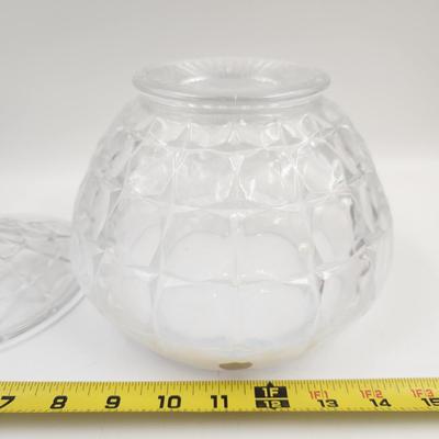 TIARA LARGE MILK GLASS EDGED BOWL WITH LID