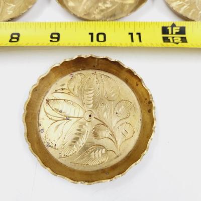 VINTAGE BRASS ETCHED COASTERS