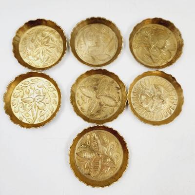 VINTAGE BRASS ETCHED COASTERS