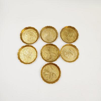 VINTAGE BRASS ETCHED COASTERS