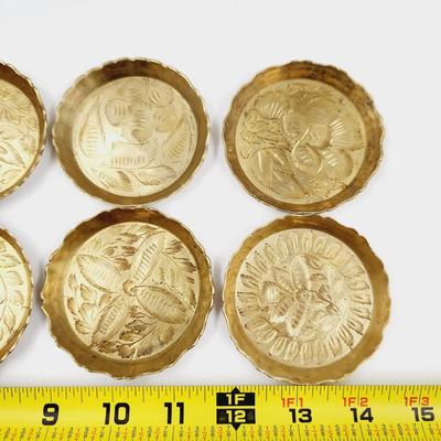 VINTAGE BRASS ETCHED COASTERS