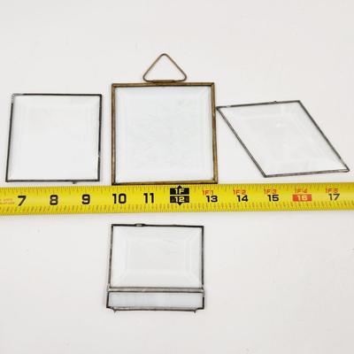 NICE BUNDLE OF BEVELED GLASS PIECES INCLUDING 1 ETCHED