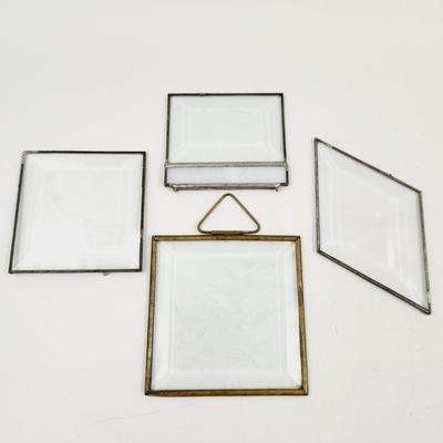 NICE BUNDLE OF BEVELED GLASS PIECES INCLUDING 1 ETCHED