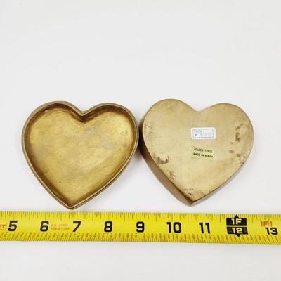 VINTAGE BRASS HEART TRINKET BOX