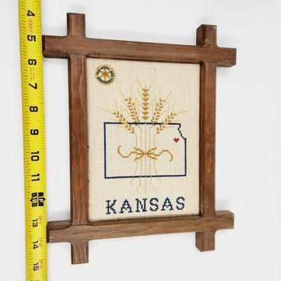 VINTAGE KANSAS CROSS STITCH FRAMED DECOR