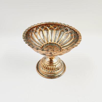 FANTASTIC HAMMERED COPPER PEDESTAL BOWL DECOR