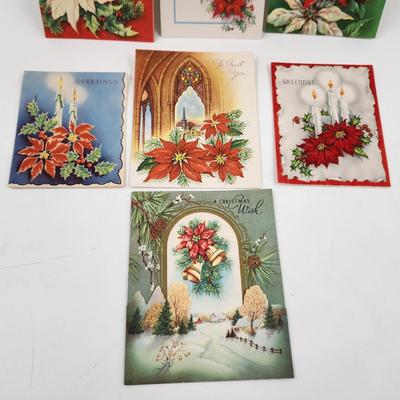 VINTAGE CHRISTMAS CARD POINSETTIA BUNDLE