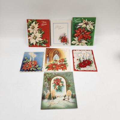 VINTAGE CHRISTMAS CARD POINSETTIA BUNDLE