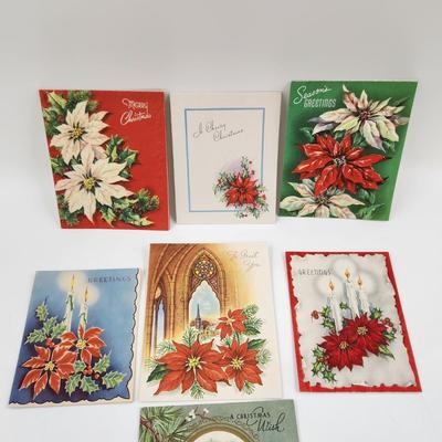 VINTAGE CHRISTMAS CARD POINSETTIA BUNDLE