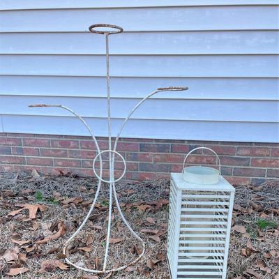 3 Pot Holder Plant Stand & Metal Candle Lantern Holder