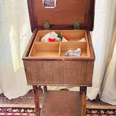 Vintage Bamboo Sewing Cabinet