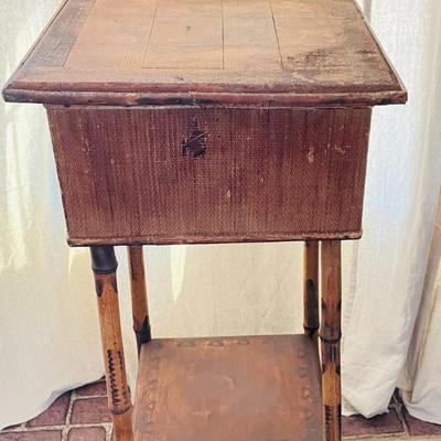Vintage Bamboo Sewing Cabinet