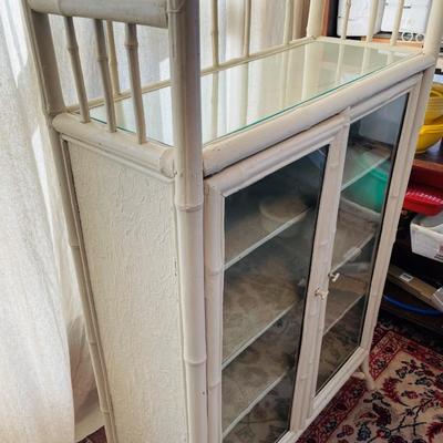 Vintage Bamboo Glass Front Cabinet