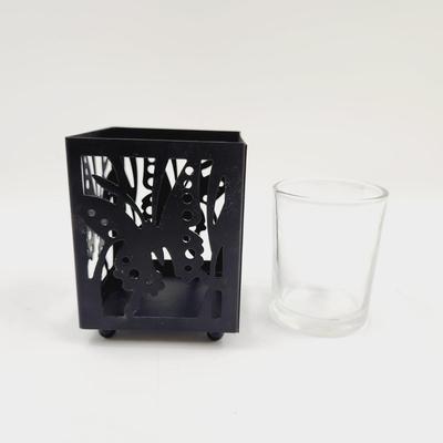 BLACK METAL BUTTERFLY CANDLE HOLDER