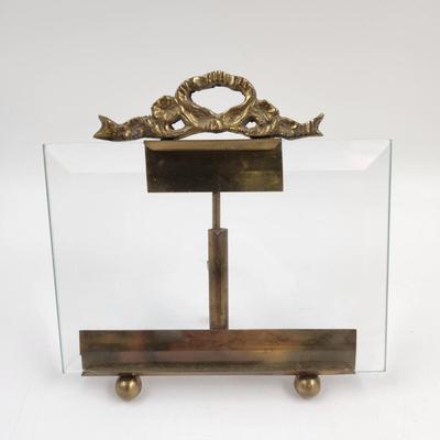 FANTASTIC BRASS AND GLASS TABLE TOP FRAME EASEL