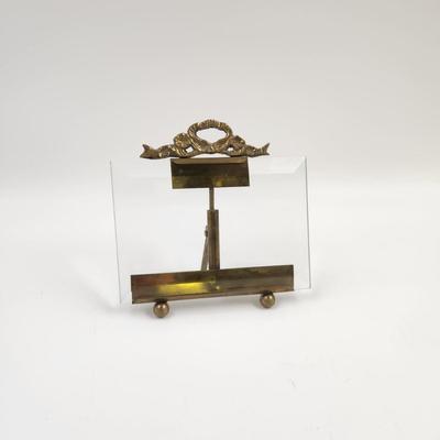 FANTASTIC BRASS AND GLASS TABLE TOP FRAME EASEL