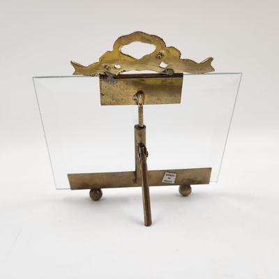 FANTASTIC BRASS AND GLASS TABLE TOP FRAME EASEL