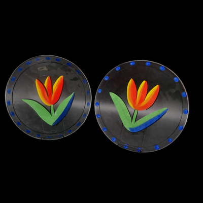 Two Hand-Painted Tulip Platter Plates