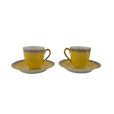 Antique Yellow Rose Designed Cups and Saucers