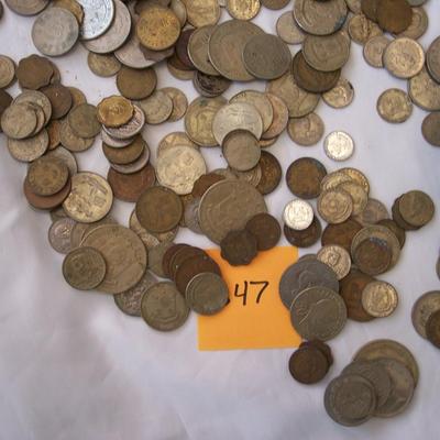 Big lot of foreign coins & money