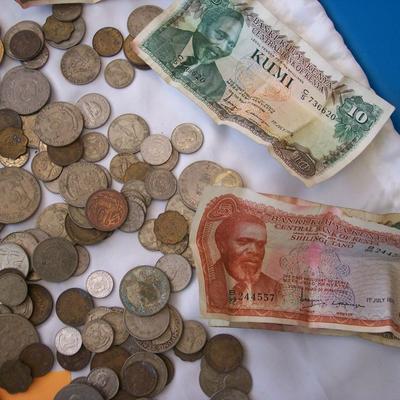 Big lot of foreign coins & money