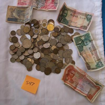 Big lot of foreign coins & money