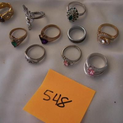 Lot of 10 Costume Jewelry Rings