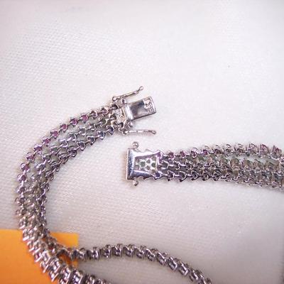 White Gold & 3 color Sapphire Bracelet 14K