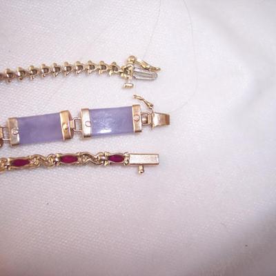 Lot of 3 Gold & Gemstone Bracelets.