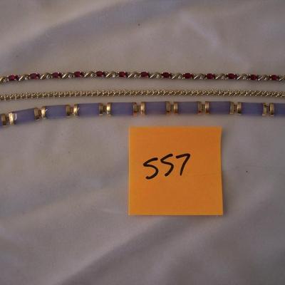 Lot of 3 Gold & Gemstone Bracelets.