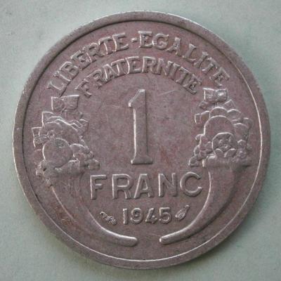 FRANCE 1945 (1) Franc Aluminum Coin