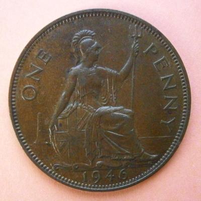 UNITED KINGDOM 1946 Large Copper One Penny Coin