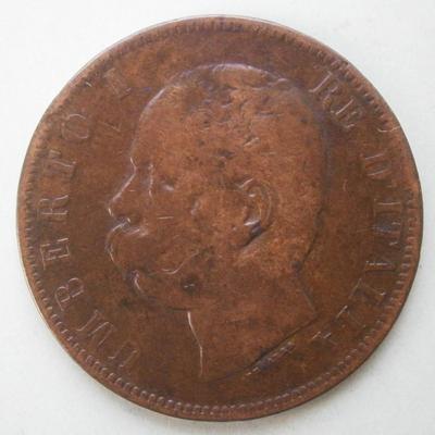 ITALY 1893 (10) Centesimi Copper Coin