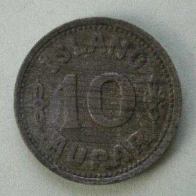 ICELAND 1942 10 Aurar Alloy Coin