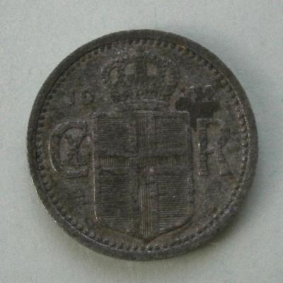ICELAND 1942 10 Aurar Alloy Coin