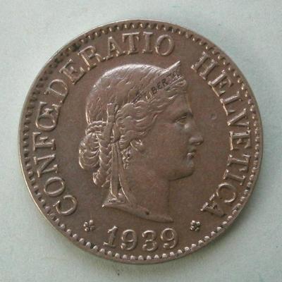 SWITZERLAND 1939 10 Rappen Coin