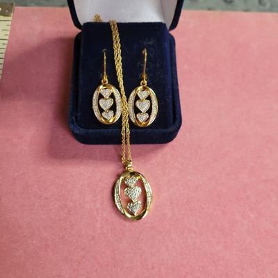 Danbury Mint â€œI Love Youâ€ Necklace & Earrings Set
