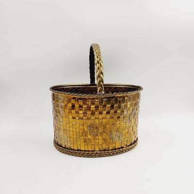 BRASS WOVEN STYLE BASKET