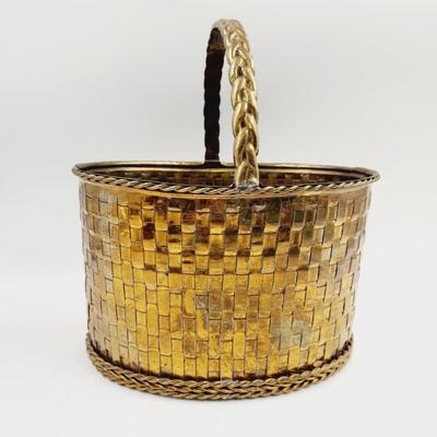 BRASS WOVEN STYLE BASKET