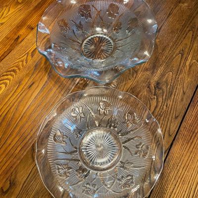 Two Iris and Herringbone Bowls