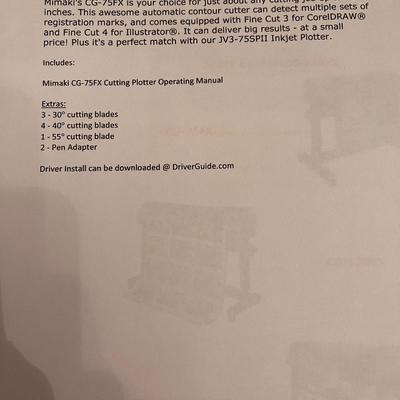 Mimaki CG-75FX Cutter Plotter with HP computer